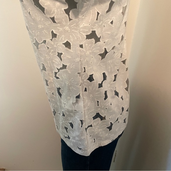 Reiss Shirt Short Sleeve Viscose Blend White Floral Cutout Lace Size Extra Small - Picture 5 of 8